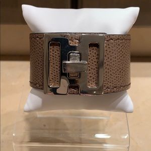 Brown leather & sterling silver cuff made in Italy